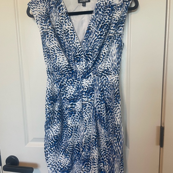 Express Blue and White Patterned Dress - Picture 1 of 5